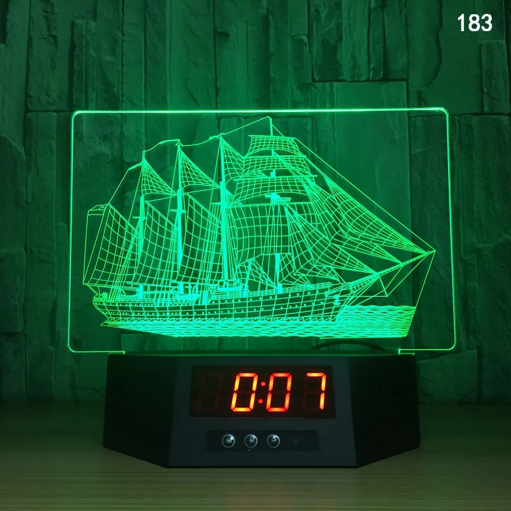 Dolphin-shaped 3D night light table lamp with wireless charging pad and remote control on wooden surface