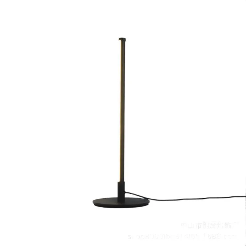 Nordic minimalist black bedside table lamp with LED lighting and touch remote control