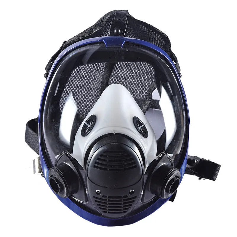 Blue edge spherical full face mask with trapezoidal canister design for KN95 respiratory protection