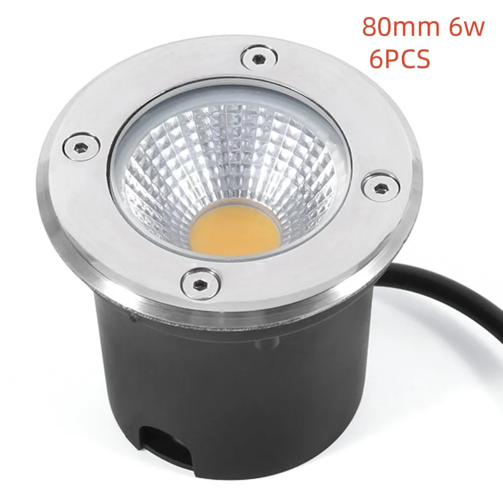Round black LED COB underground light with stainless steel cover and tempered glass for outdoor garden lighting