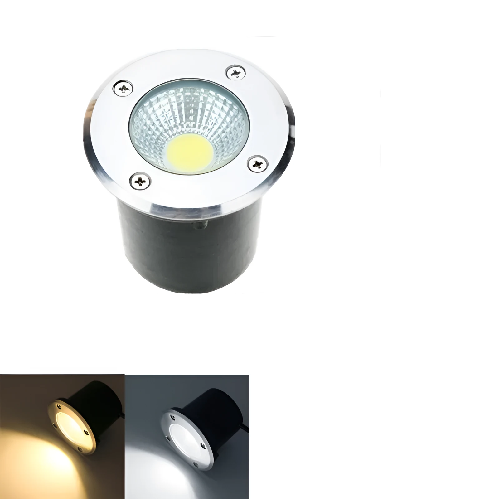 Round black LED COB underground light with stainless steel cover and tempered glass for outdoor garden lighting
