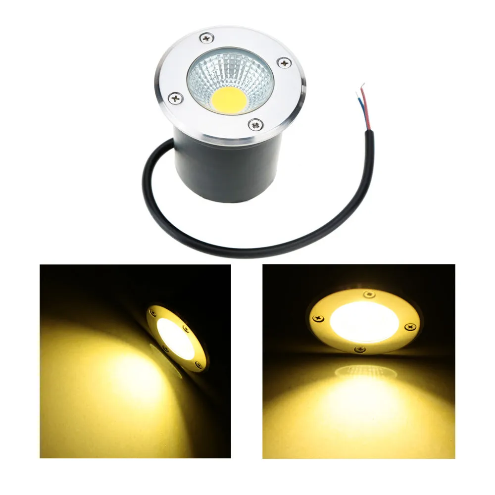 Round black LED COB underground light with stainless steel cover and tempered glass for outdoor garden lighting