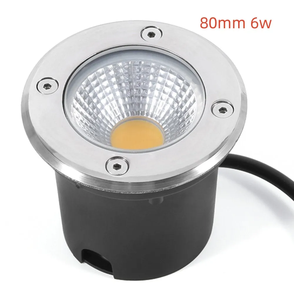 Round black LED COB underground light with stainless steel cover and tempered glass for outdoor garden lighting
