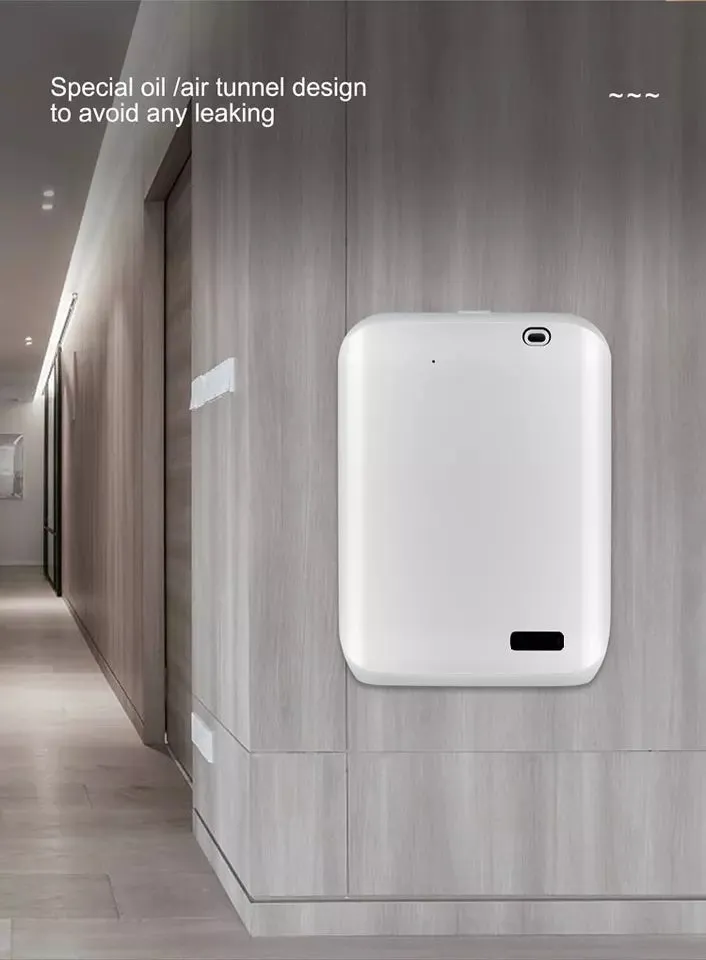 White smart HVAC wall mount essential oil diffuser with 150ml capacity and app control interface