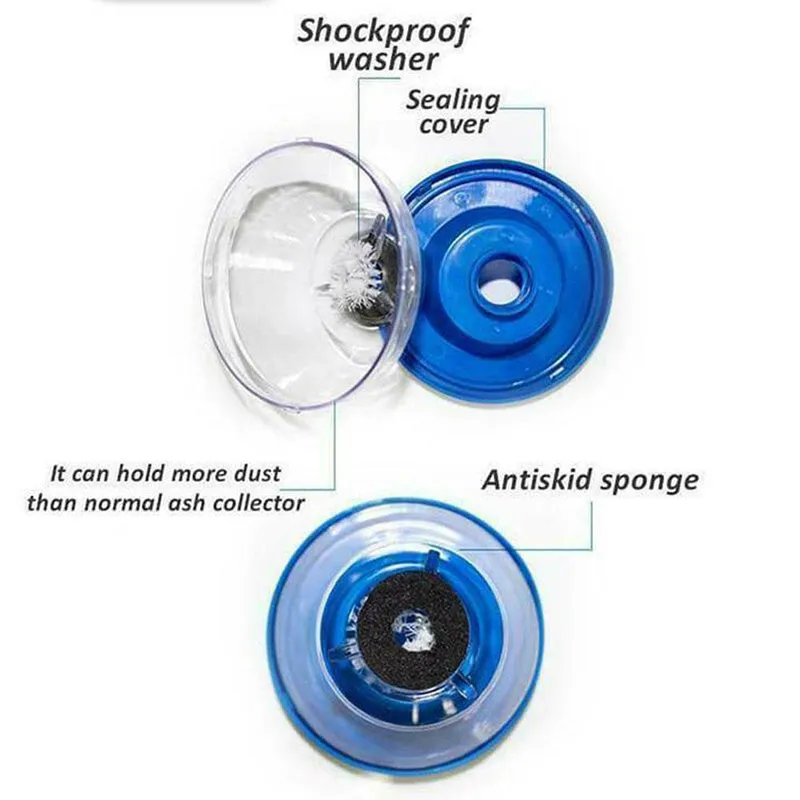 Blue bowl-shaped electric hammer dust cover accessory for drilling, showing hollow cavity.