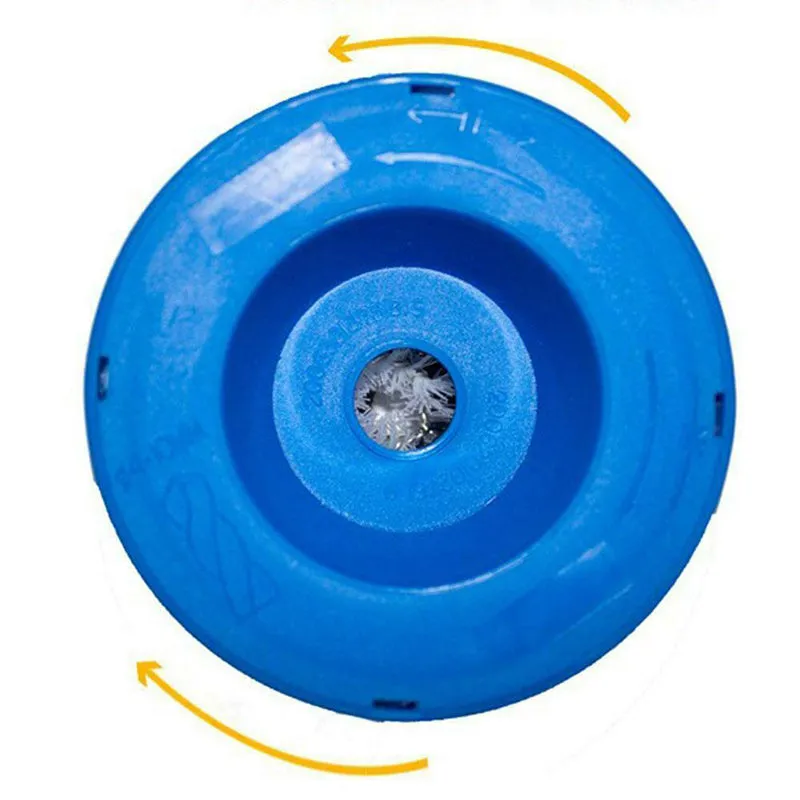 Blue bowl-shaped electric hammer dust cover accessory for drilling, showing hollow cavity.