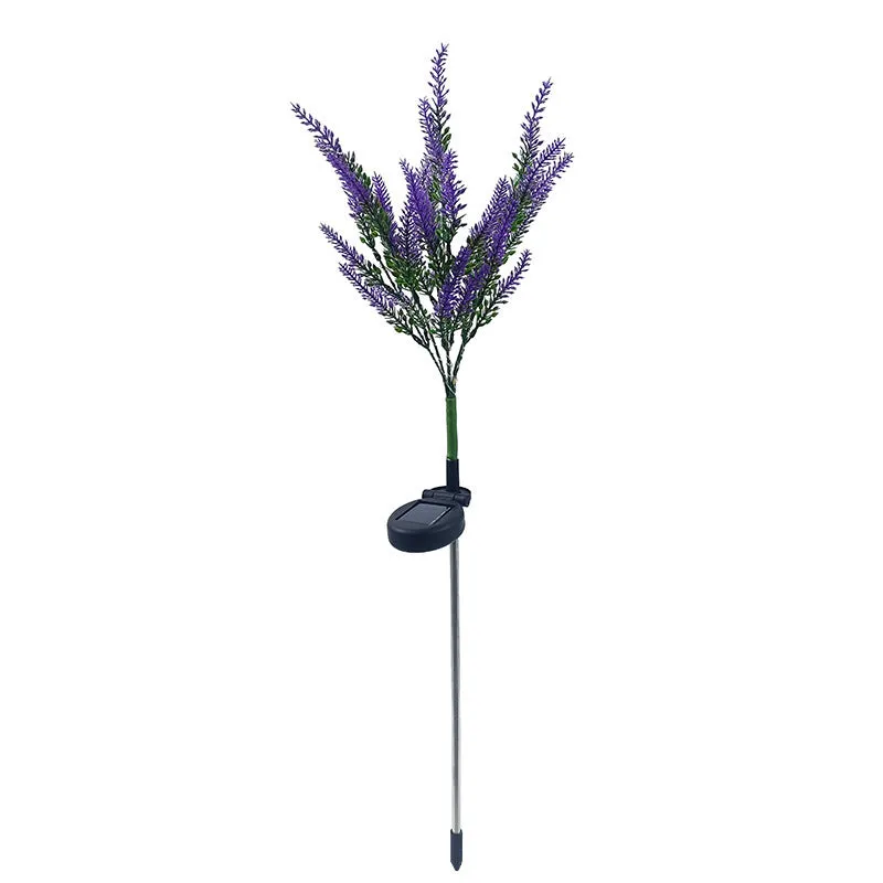 74cm tall solar-powered LED flower garden light in lavender colour options.