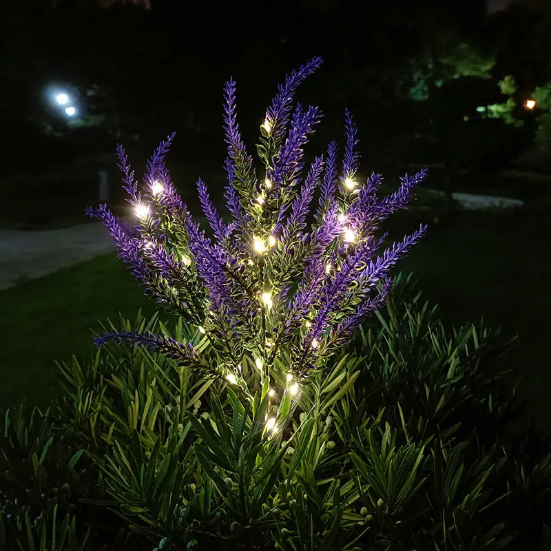 74cm tall solar-powered LED flower garden light in lavender colour options.