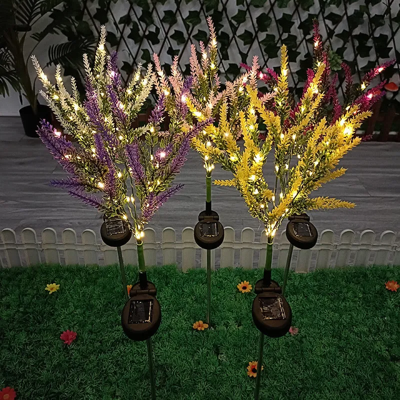 74cm tall solar-powered LED flower garden light in lavender colour options.