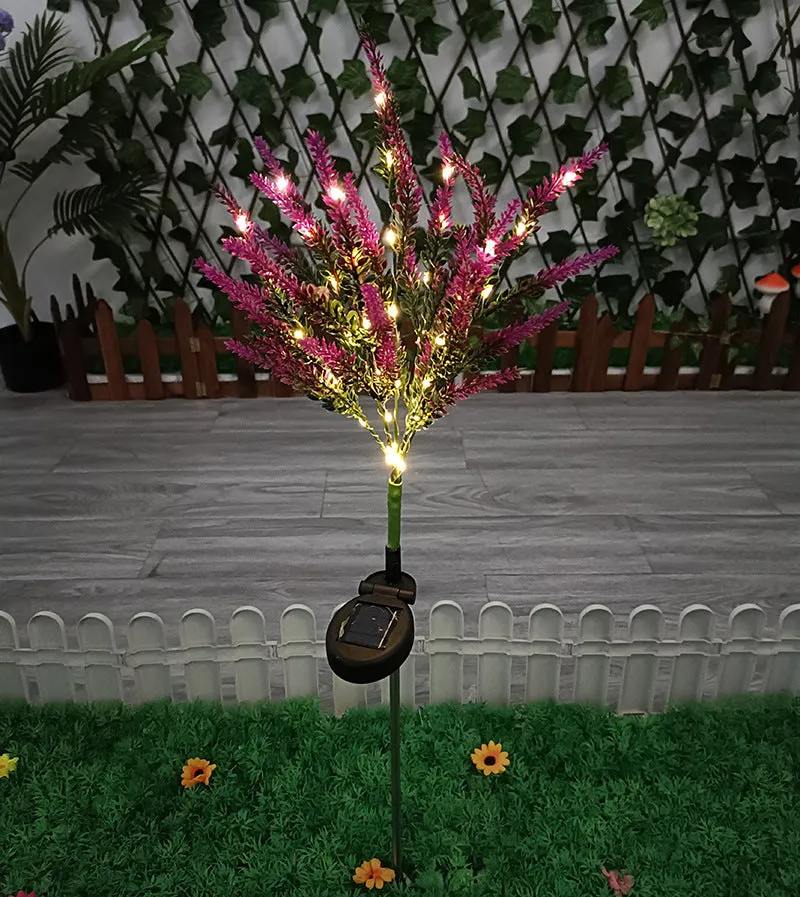 74cm tall solar-powered LED flower garden light in lavender colour options.