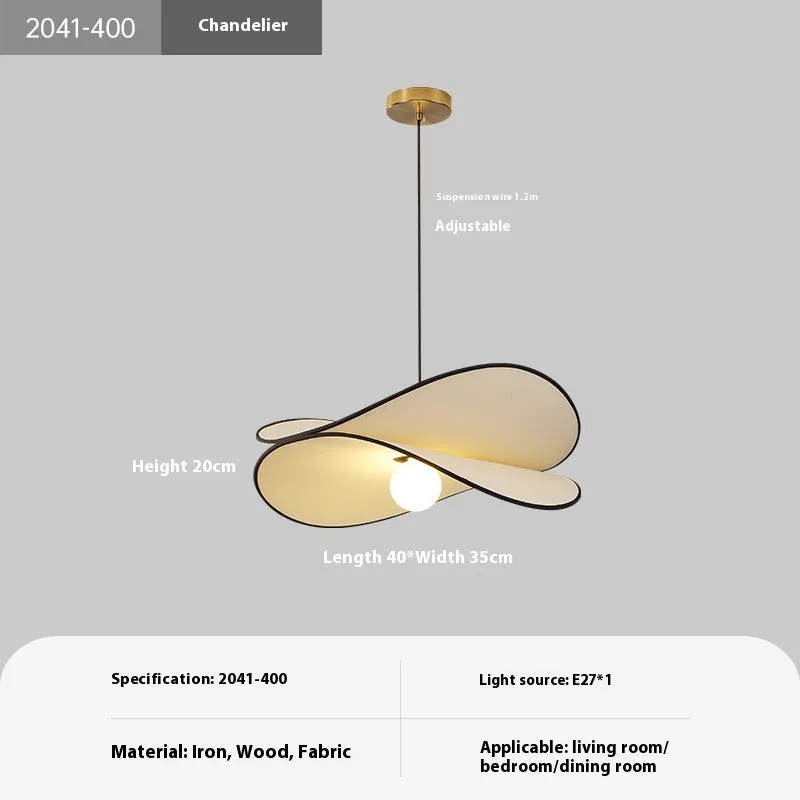 French style artistic chandelier pendant light with fabric potato chips shade for bedroom ceiling