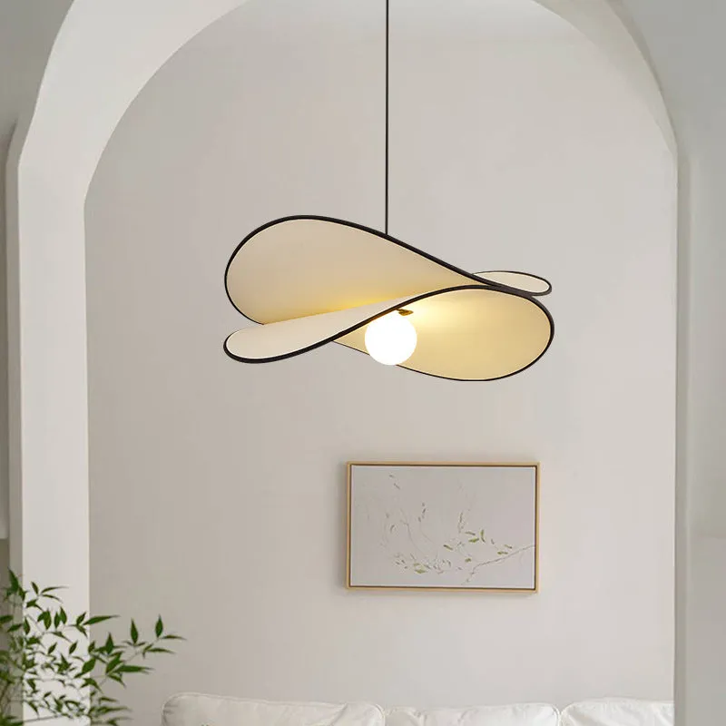 French style artistic chandelier pendant light with fabric potato chips shade for bedroom ceiling