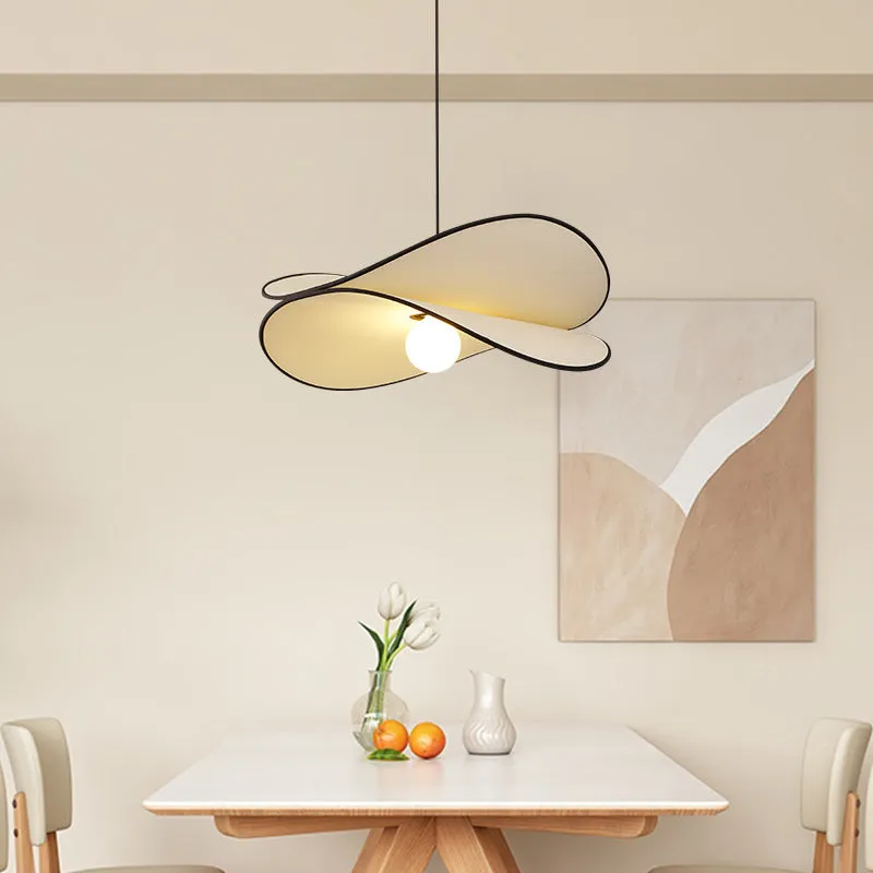French style artistic chandelier pendant light with fabric potato chips shade for bedroom ceiling