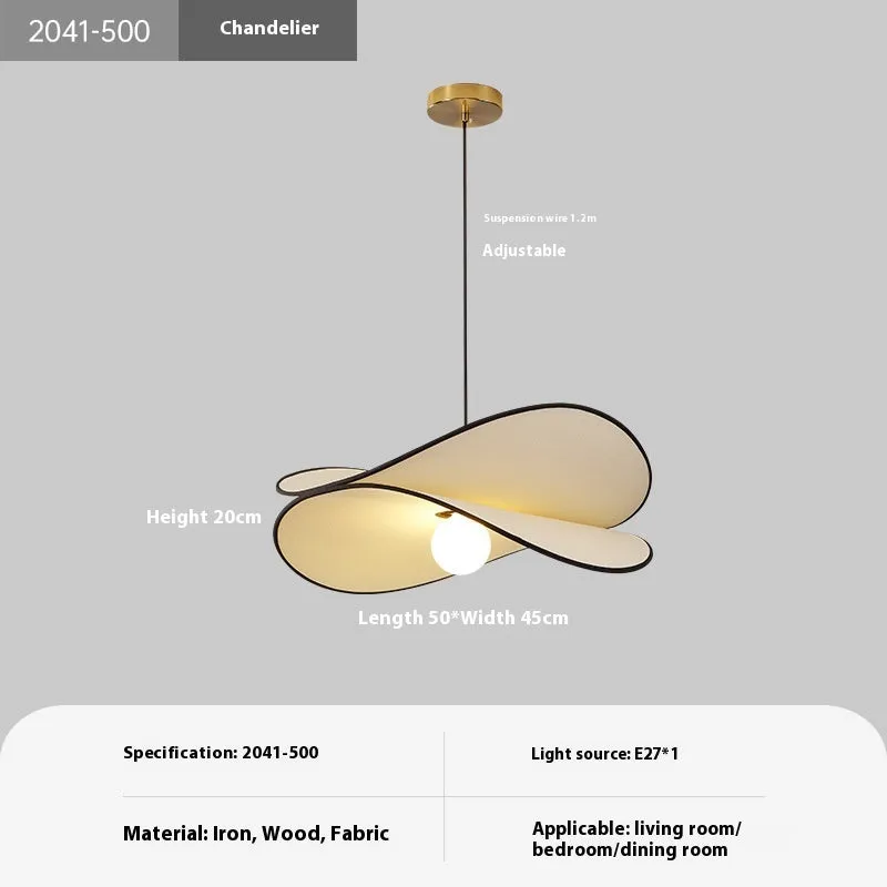 French style artistic chandelier pendant light with fabric potato chips shade for bedroom ceiling