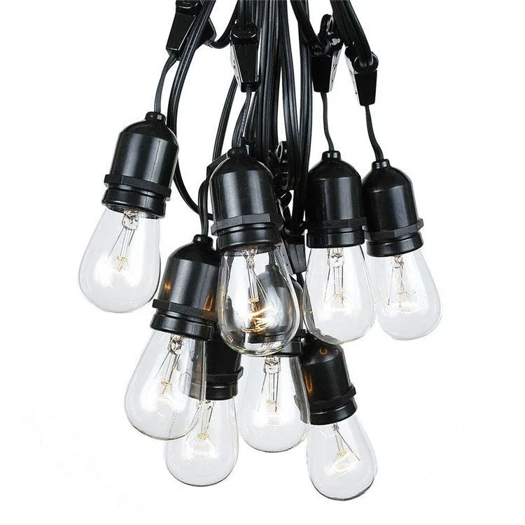 Black decorative light string on a reel showing EU plug, available in 15m or 5m lengths.