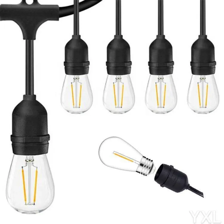 Black decorative light string on a reel showing EU plug, available in 15m or 5m lengths.