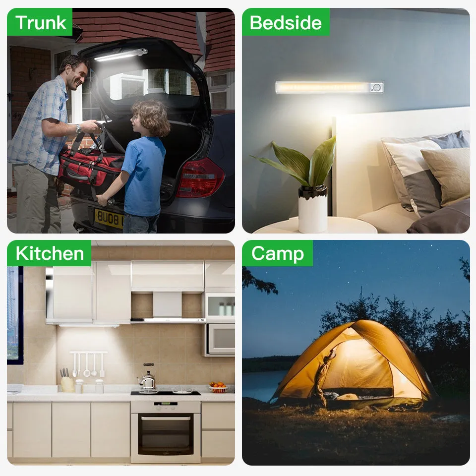 Smart USB rechargeable body induction cabinet light with aluminium alloy shade and motion sensor