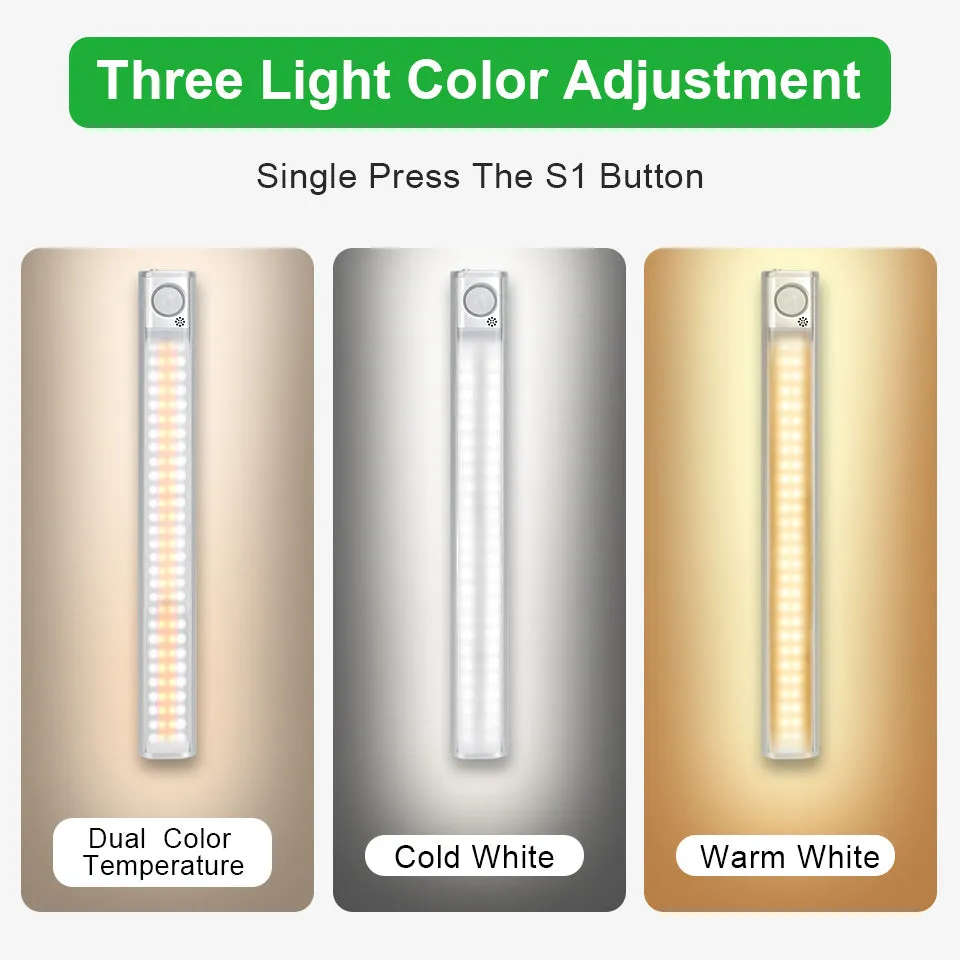 Smart USB rechargeable body induction cabinet light with aluminium alloy shade and motion sensor