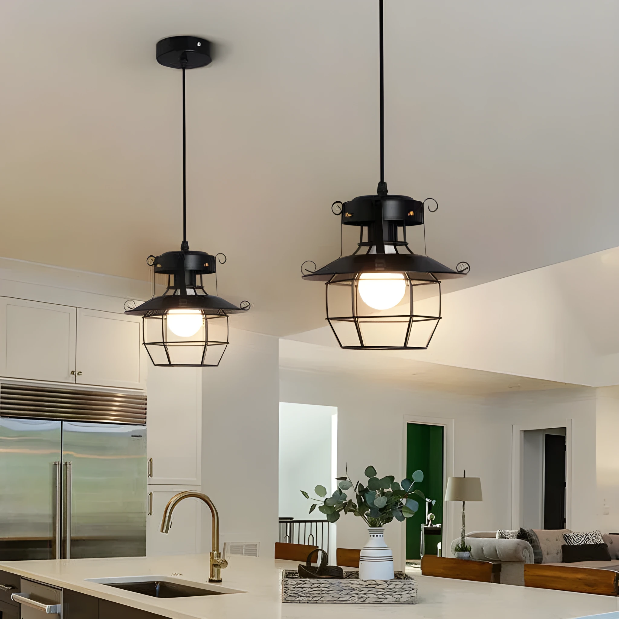 American iron droplight restaurant decorative lamp with retro lantern shape single head design