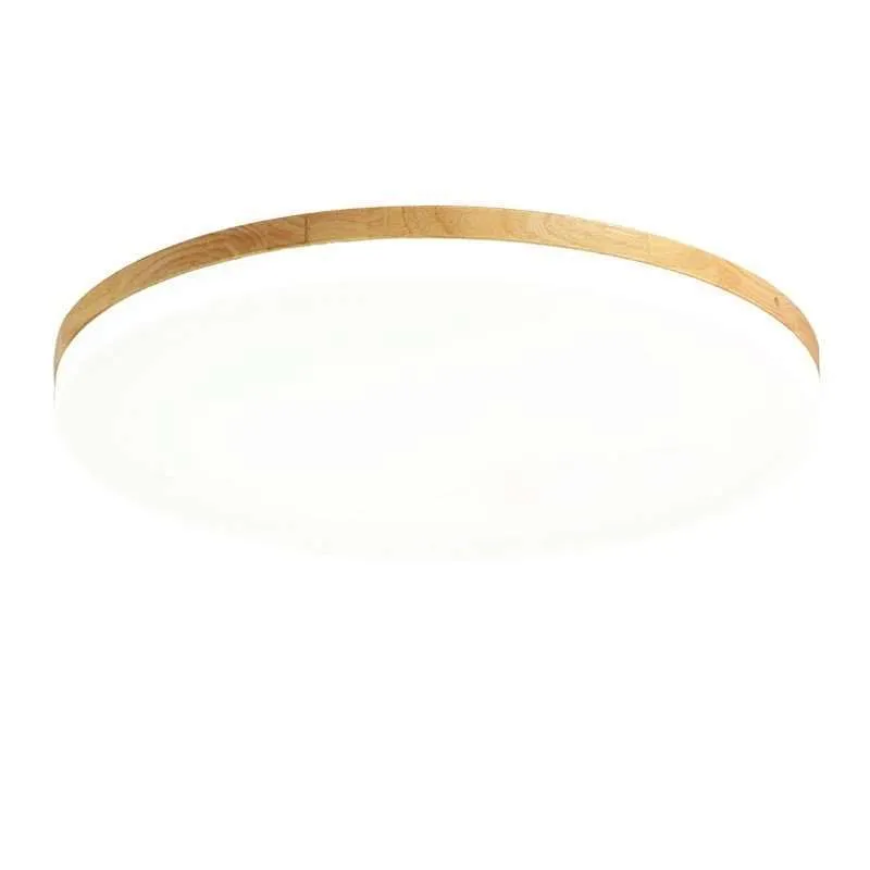 Japanese minimalist ceiling lamp with wood art body and acrylic shade in three size options