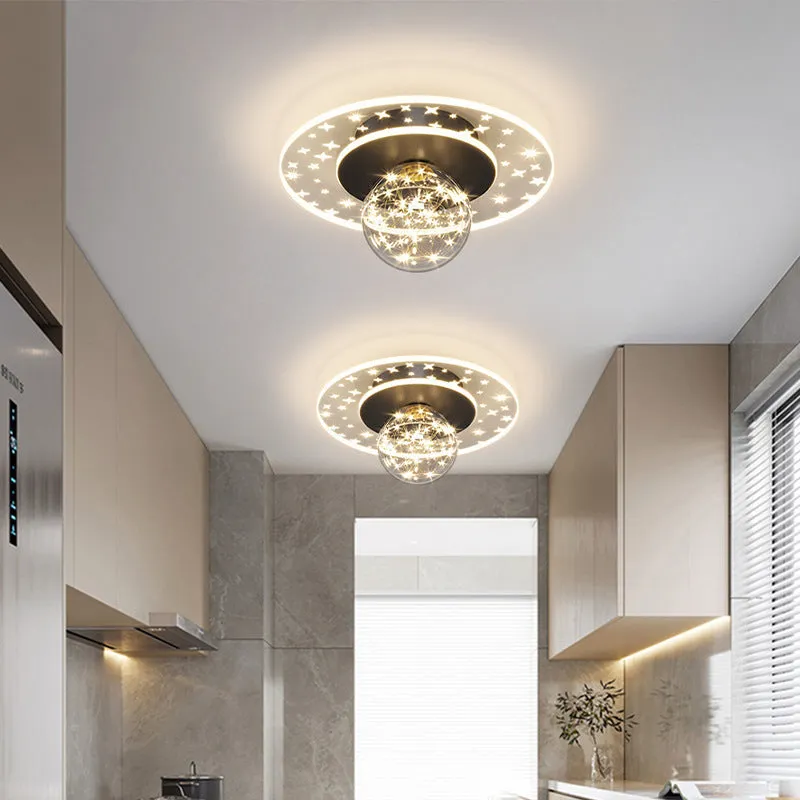 Modern slim LED ceiling lamp for corridors in gold, black, or white finish with dimmable light.
