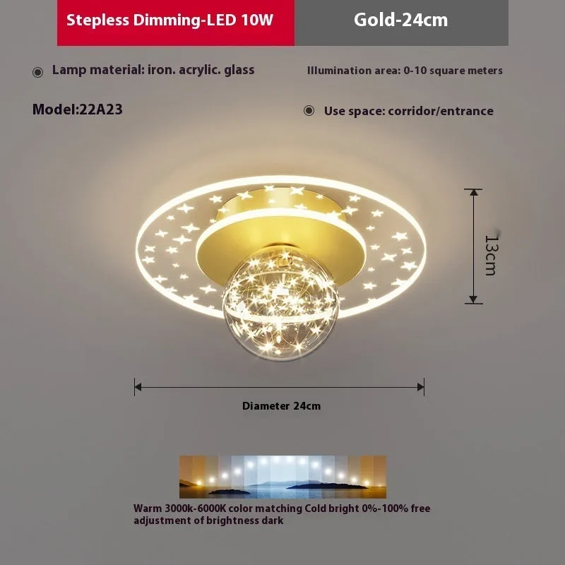 Modern slim LED ceiling lamp for corridors in gold, black, or white finish with dimmable light.