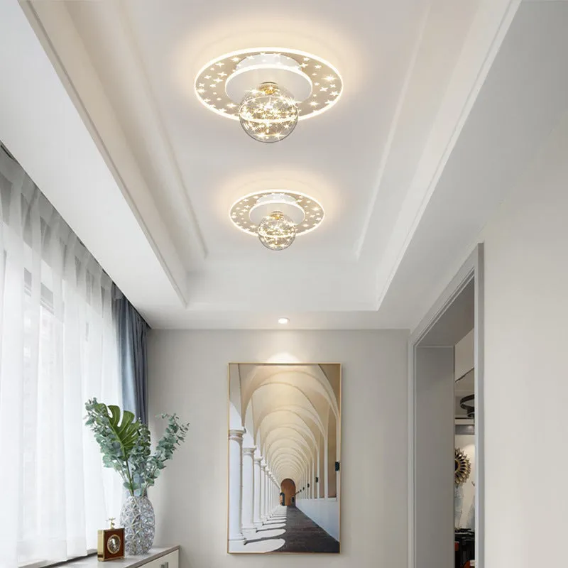 Modern slim LED ceiling lamp for corridors in gold, black, or white finish with dimmable light.
