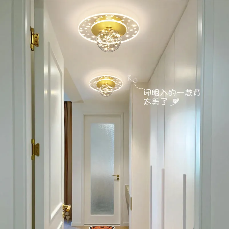 Modern slim LED ceiling lamp for corridors in gold, black, or white finish with dimmable light.