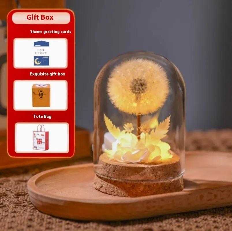 Dandelion-shaped glass night light ornament with gradient colour effects, 20cm diameter