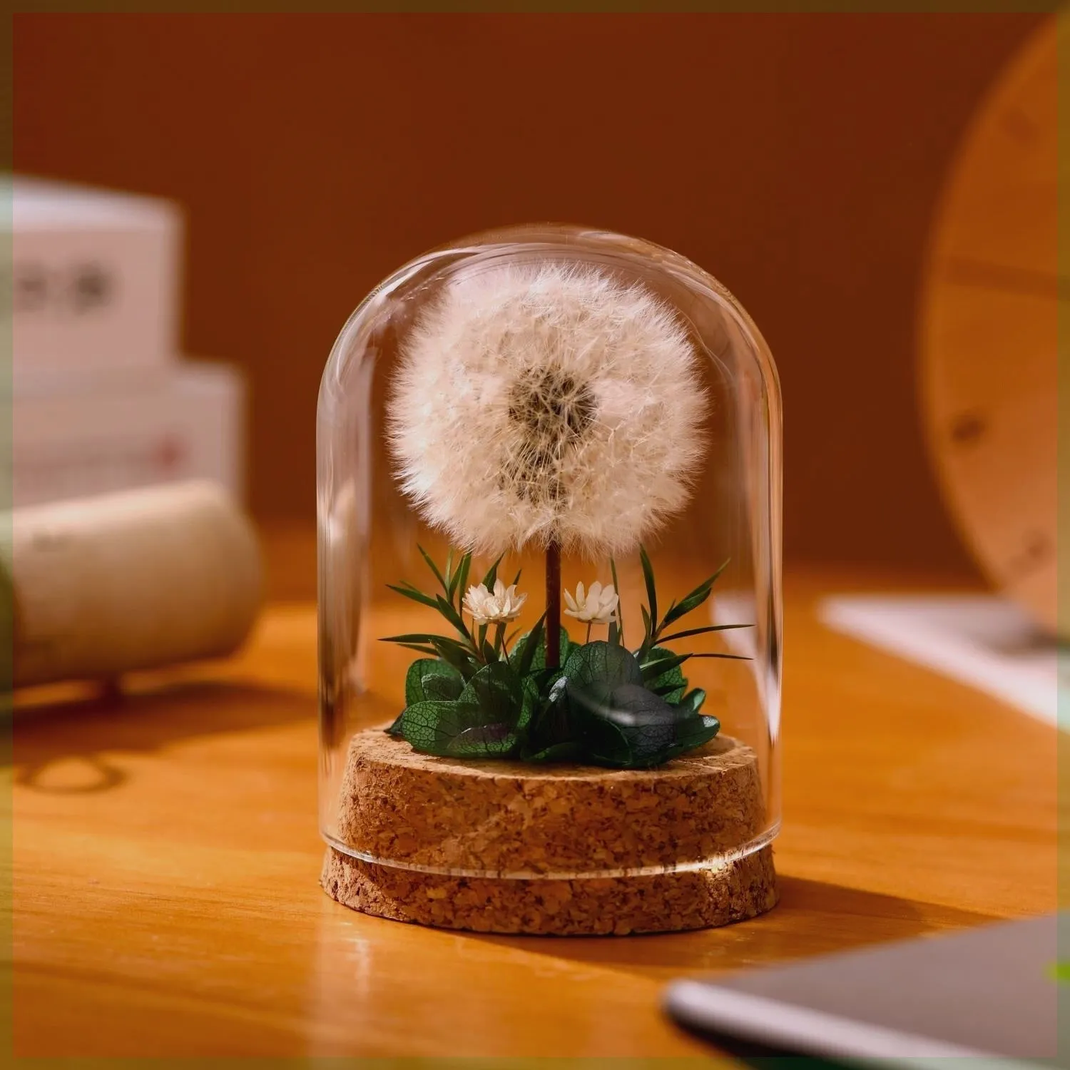 Dandelion-shaped glass night light ornament with gradient colour effects, 20cm diameter