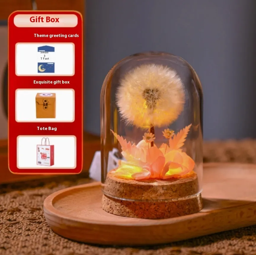 Dandelion-shaped glass night light ornament with gradient colour effects, 20cm diameter