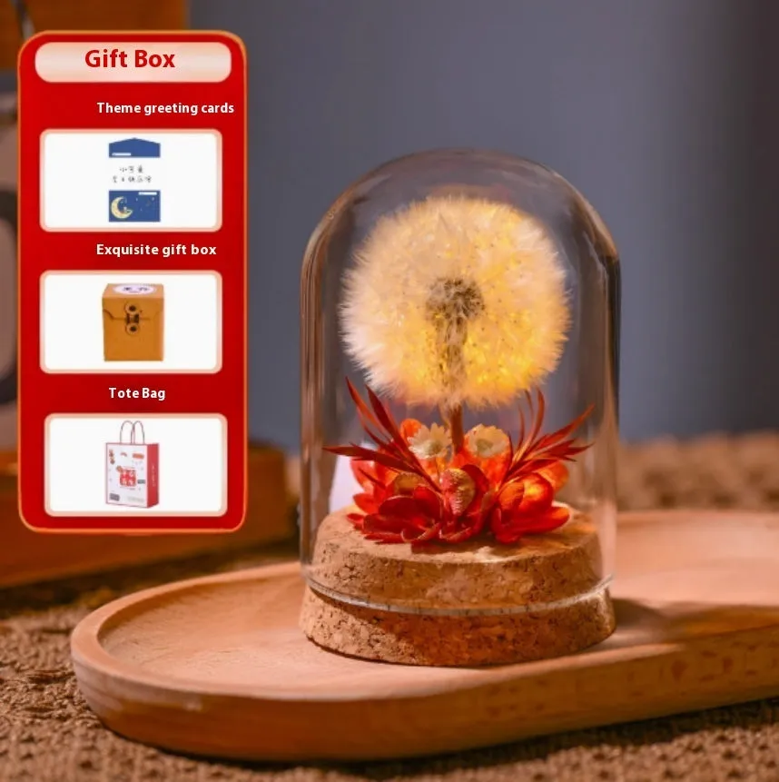 Dandelion-shaped glass night light ornament with gradient colour effects, 20cm diameter