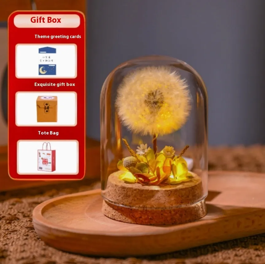 Dandelion-shaped glass night light ornament with gradient colour effects, 20cm diameter