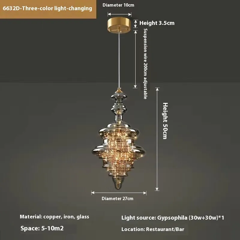 Modern glass chandelier droplight with adjustable height mechanism and LED lighting