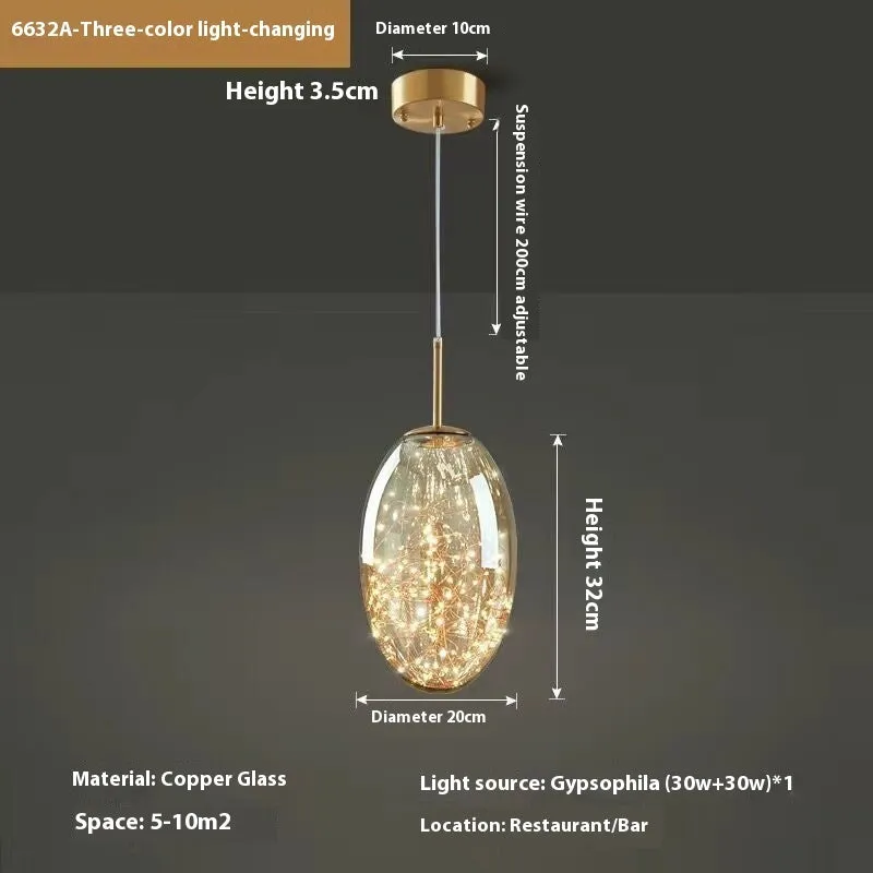 Modern glass chandelier droplight with adjustable height mechanism and LED lighting