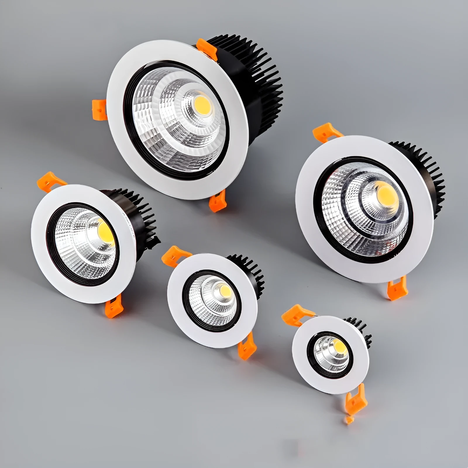 Modern recessed aluminium LED ceiling spotlight with three colour variable light settings.
