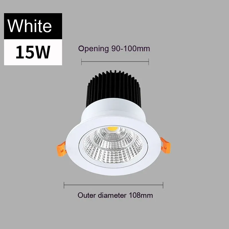 Modern recessed aluminium LED ceiling spotlight with three colour variable light settings.