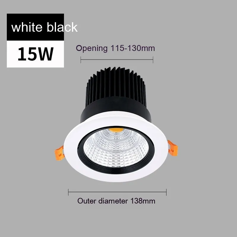 Modern recessed aluminium LED ceiling spotlight with three colour variable light settings.