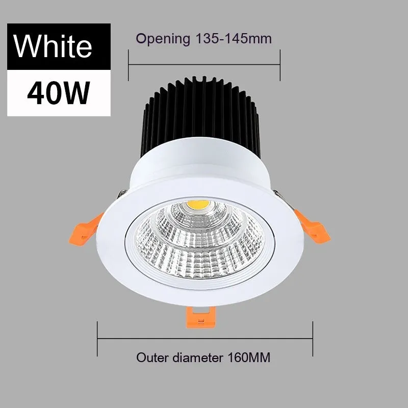 Modern recessed aluminium LED ceiling spotlight with three colour variable light settings.