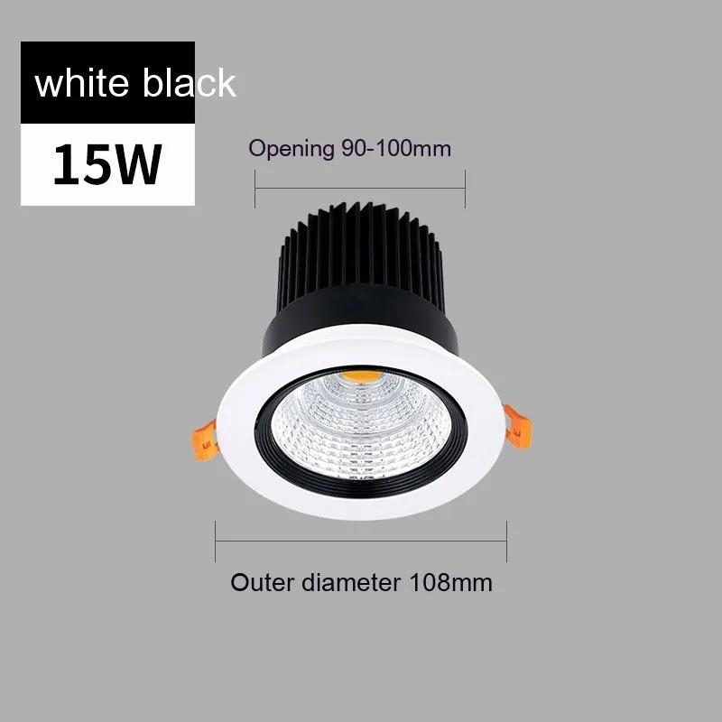 Modern recessed aluminium LED ceiling spotlight with three colour variable light settings.