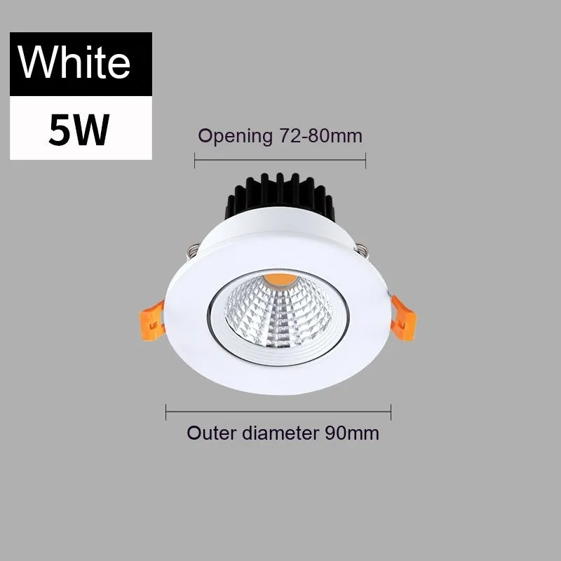 Modern recessed aluminium LED ceiling spotlight with three colour variable light settings.