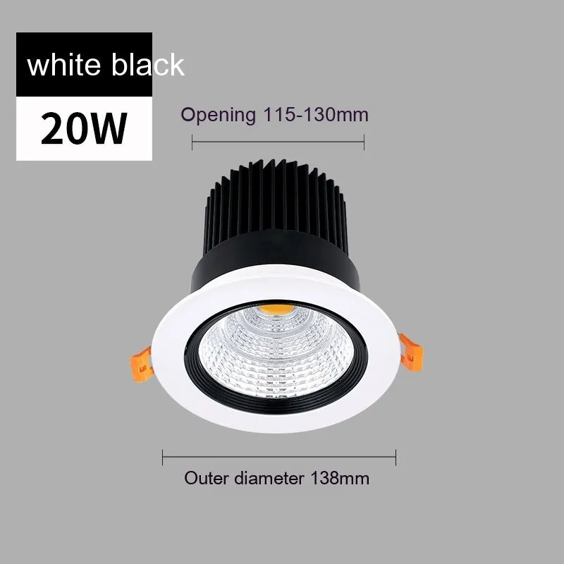 Modern recessed aluminium LED ceiling spotlight with three colour variable light settings.