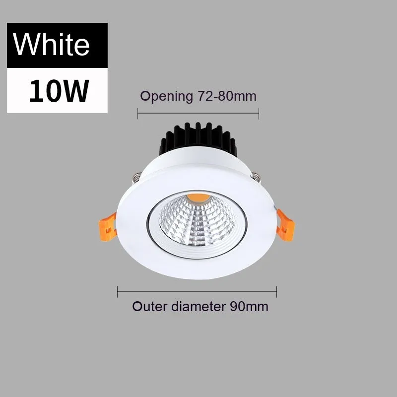 Modern recessed aluminium LED ceiling spotlight with three colour variable light settings.