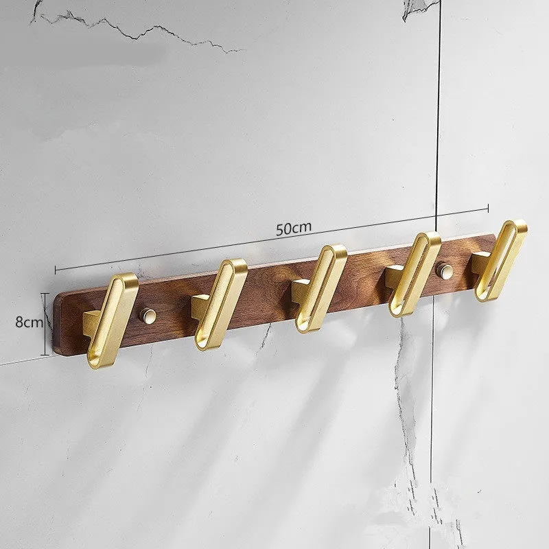 Black walnut bathroom clothes hooks with brass wire drawing aluminium construction on wall