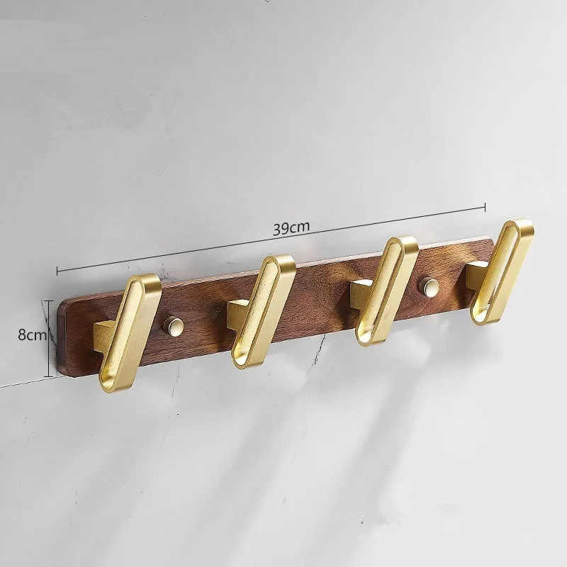 Black walnut bathroom clothes hooks with brass wire drawing aluminium construction on wall