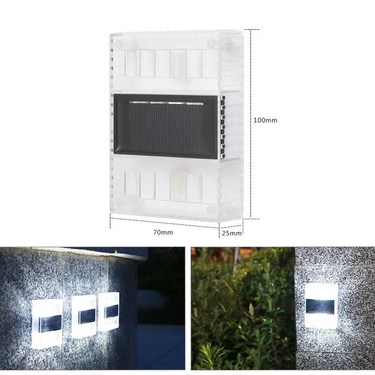 Solar-powered outdoor garden wall light in plastic or stainless steel with LED illumination