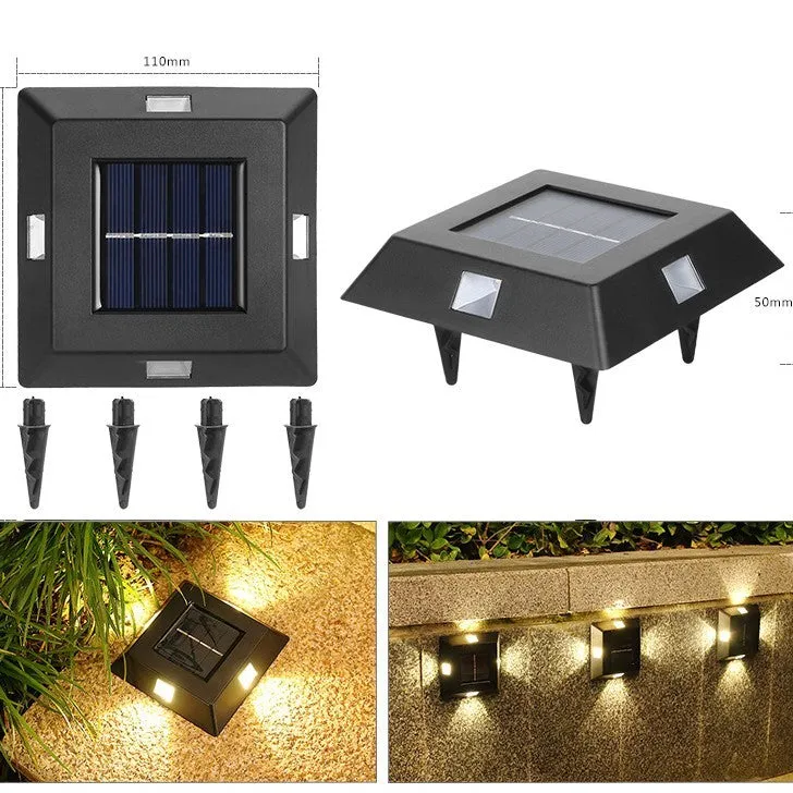 Solar-powered outdoor garden wall light in plastic or stainless steel with LED illumination