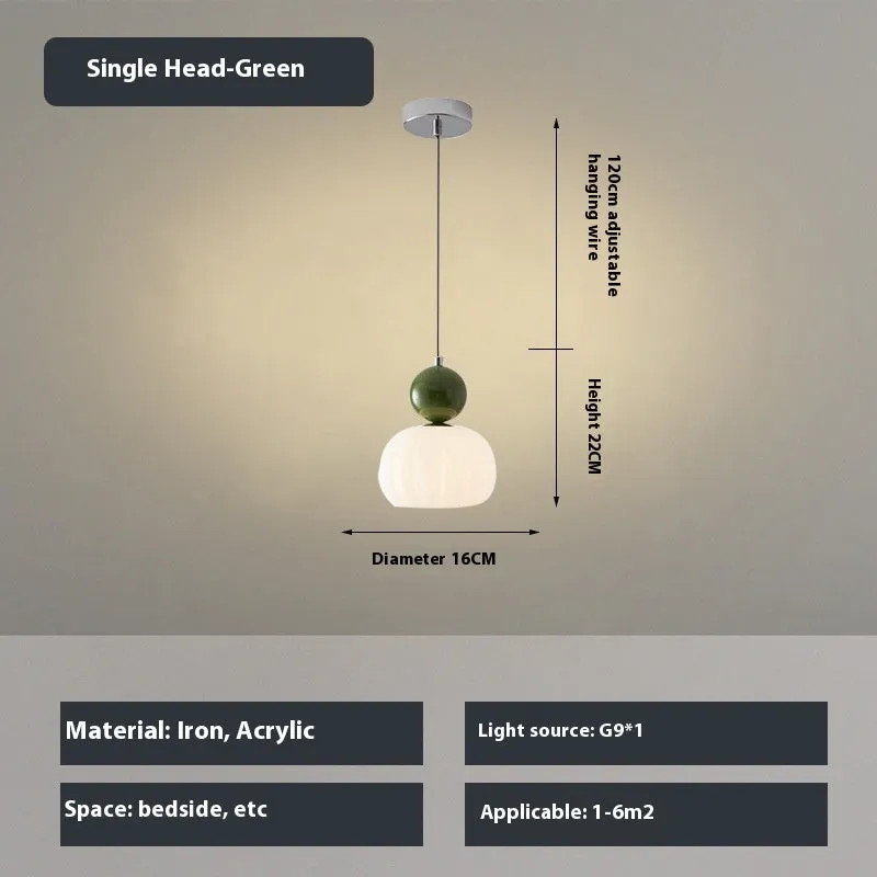 Creative pumpkin-shaped Nordic style ceiling chandelier in alloy, shown in single head and three head configurations.