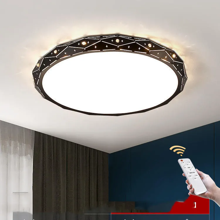 Round black and white LED ceiling light with iron frame in multiple sizes from 30cm to 60cm diameter