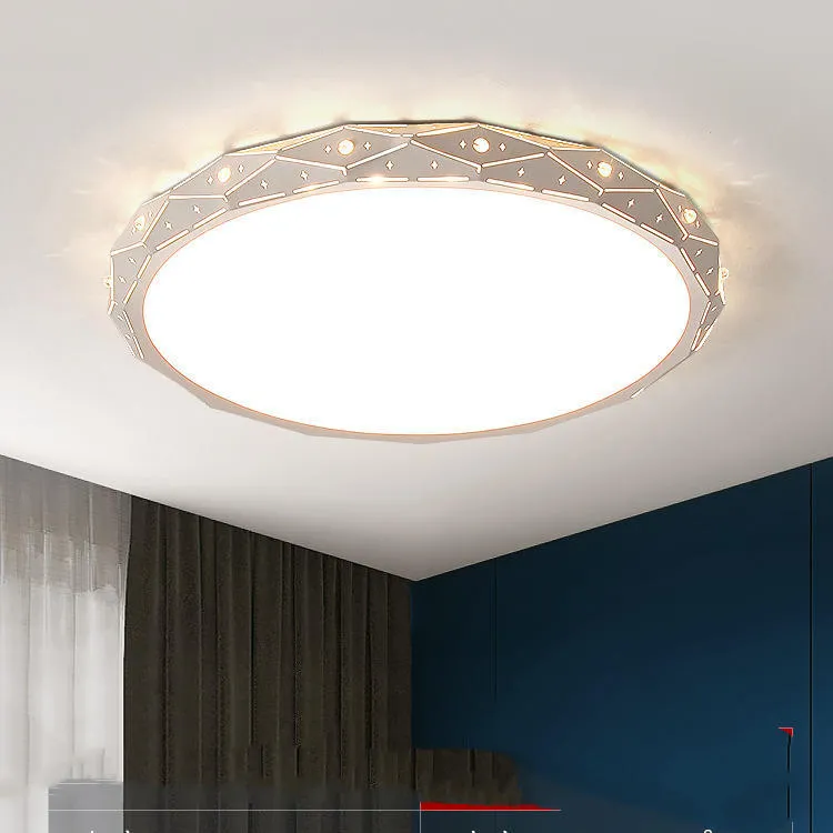 Round black and white LED ceiling light with iron frame in multiple sizes from 30cm to 60cm diameter